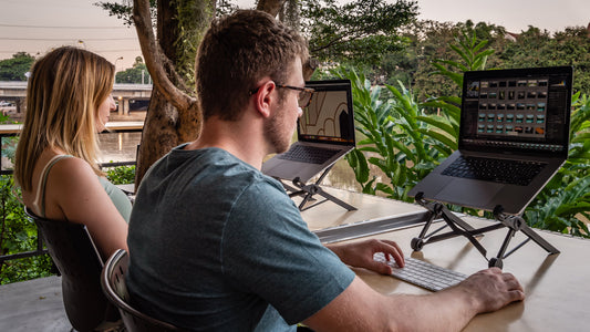 Digital nomads using Nexstand laptop stands
